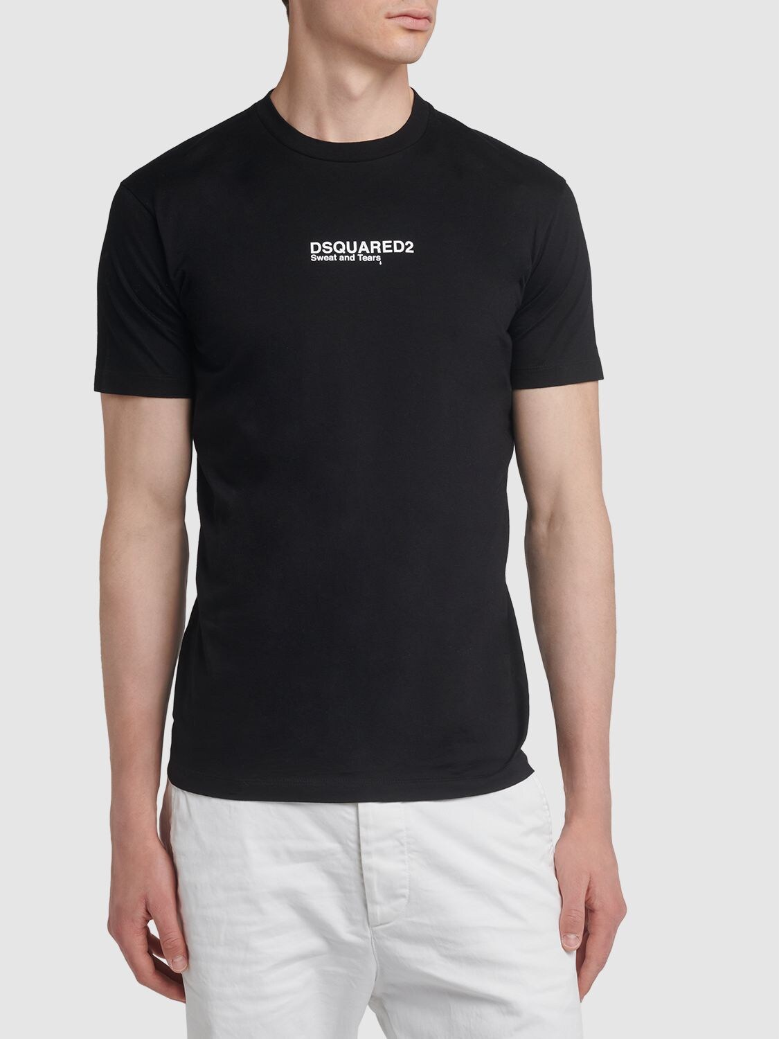 Shop Dsquared2 Logo Printed Cotton Jersey T-shirt In Schwarz