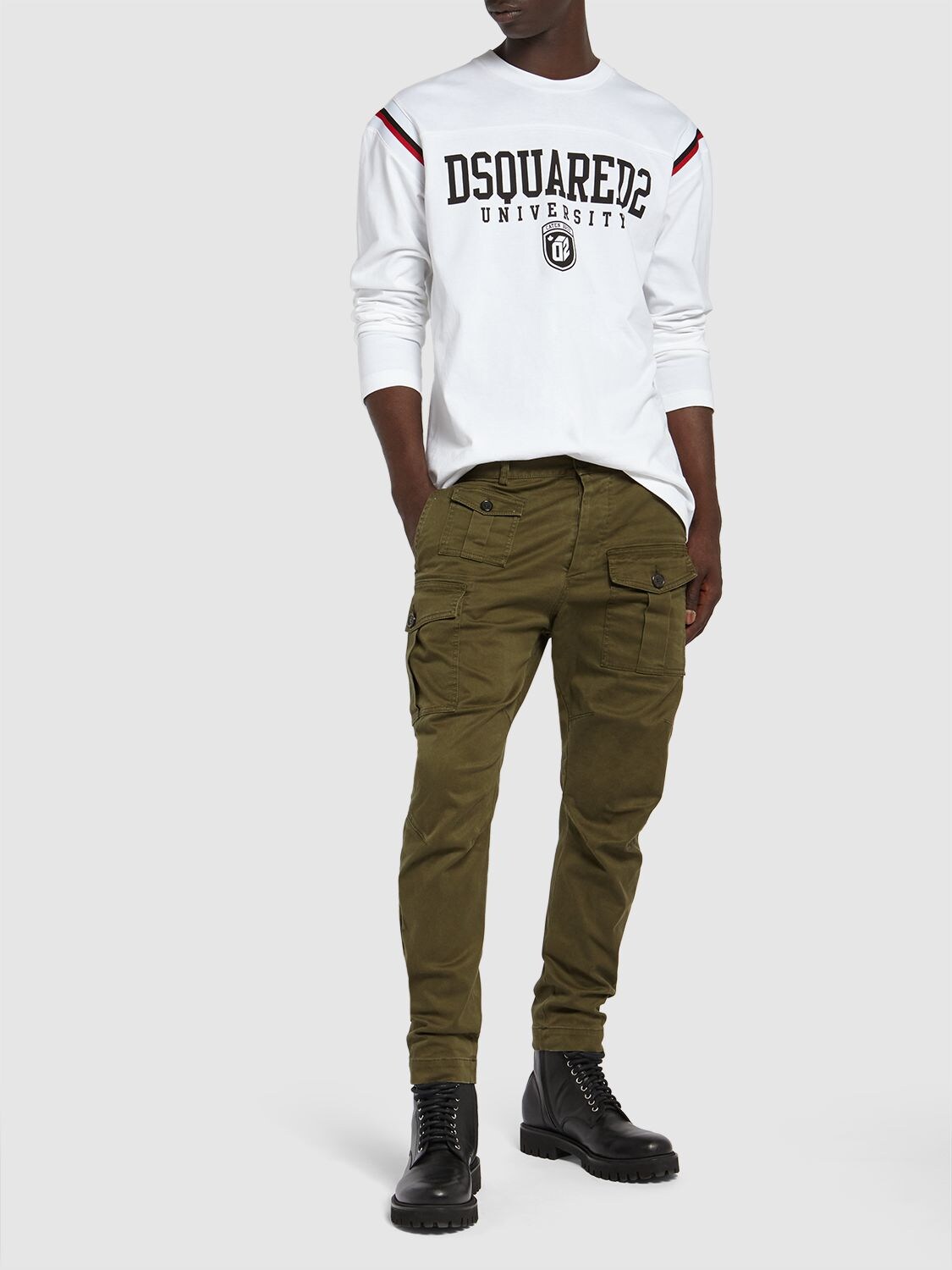 Shop Dsquared2 Varsity Logo Long Sleeved T-shirt In Weiss