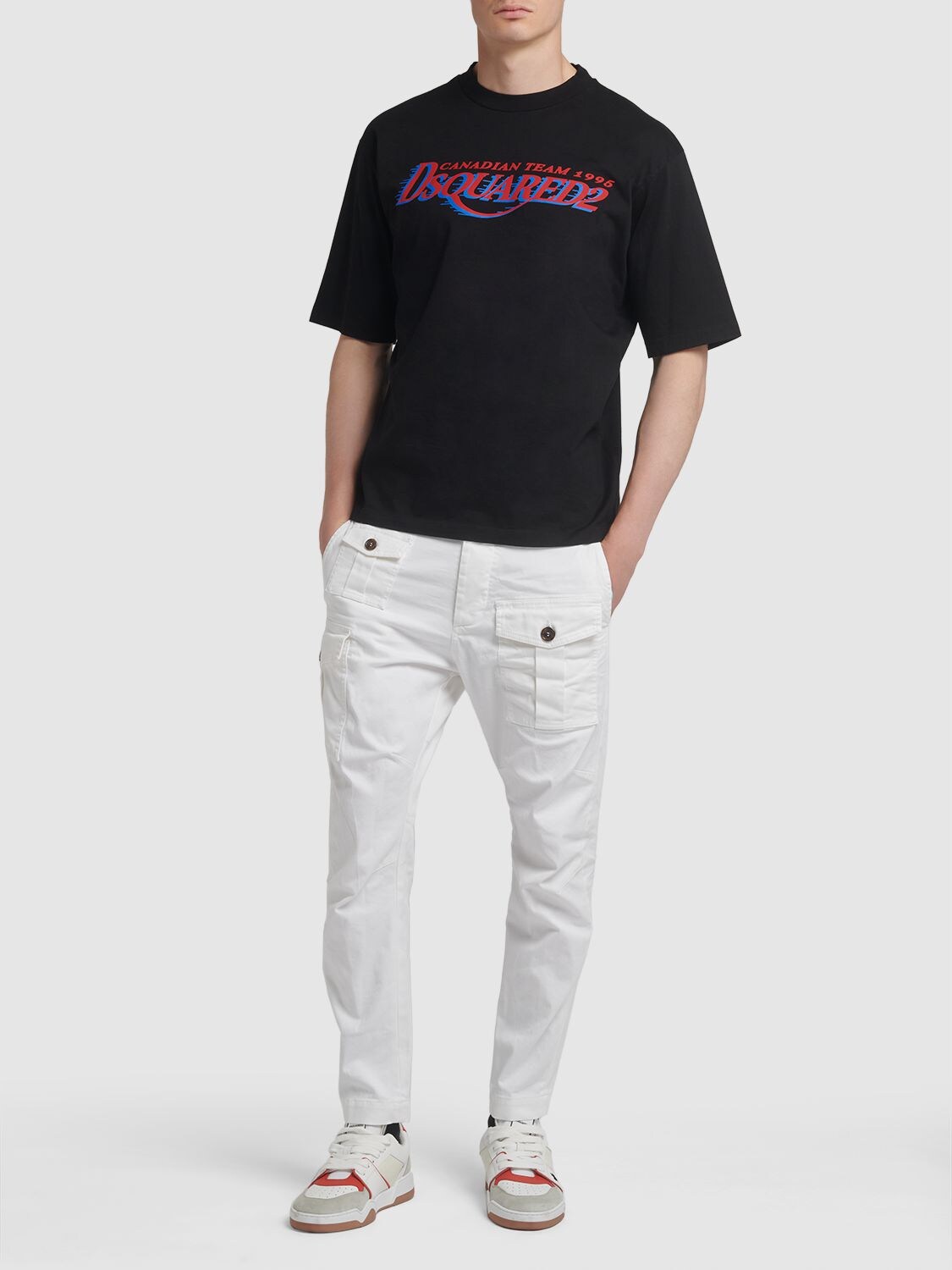 Shop Dsquared2 Logo Printed Cotton T-shirt In Schwarz