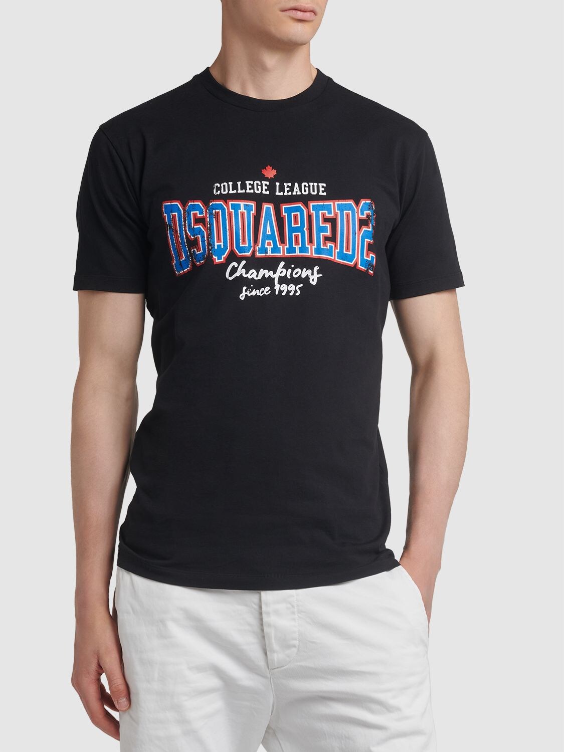 Shop Dsquared2 Logo Printed Cotton T-shirt In Schwarz