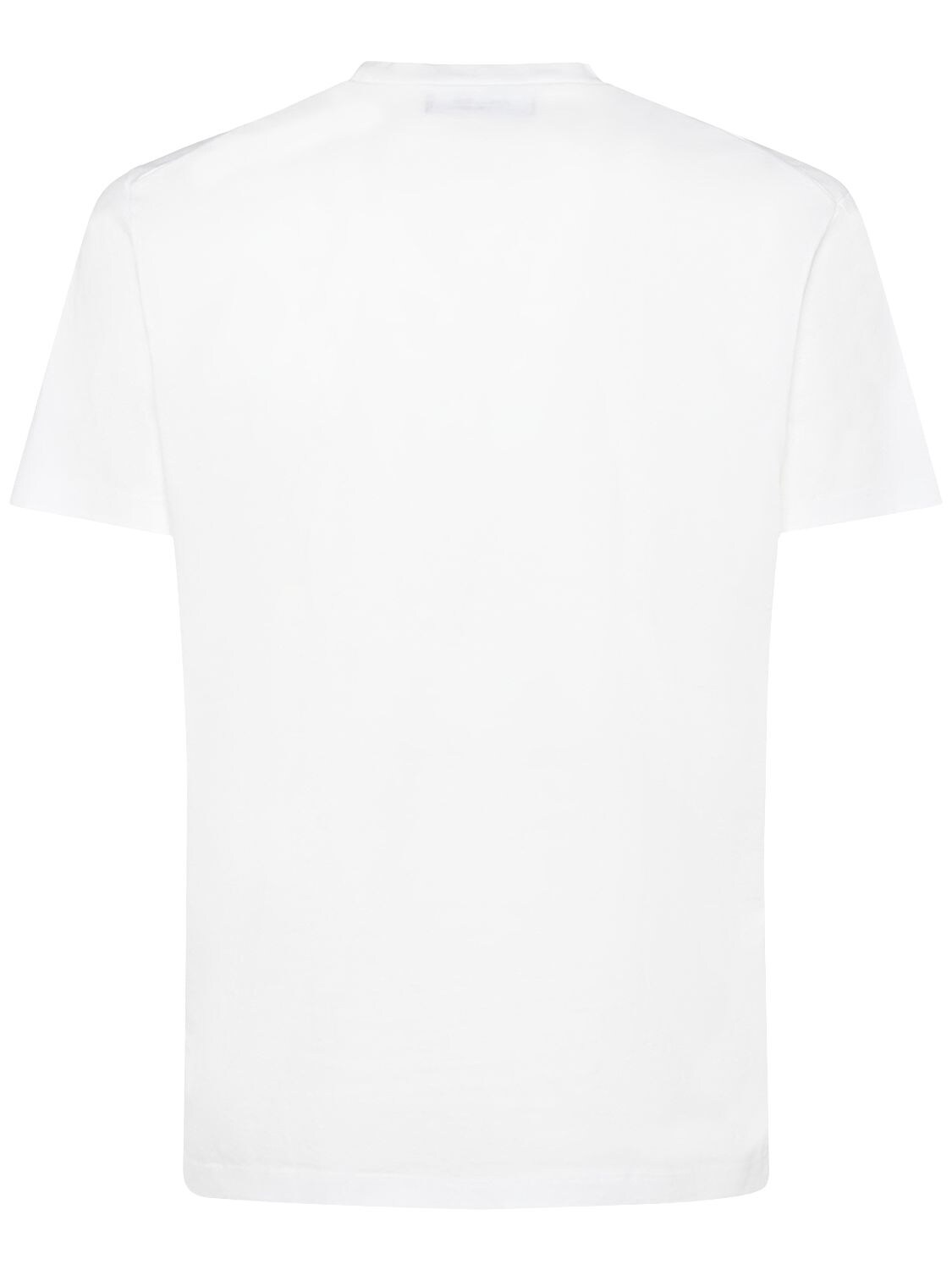 Shop Dsquared2 Logo Printed Cotton T-shirt In Weiss