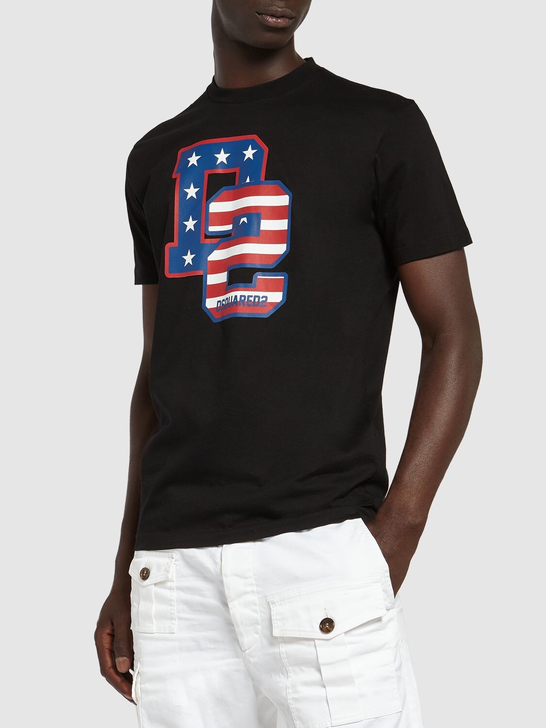 Shop Dsquared2 Logo Printed Cotton T-shirt In Schwarz