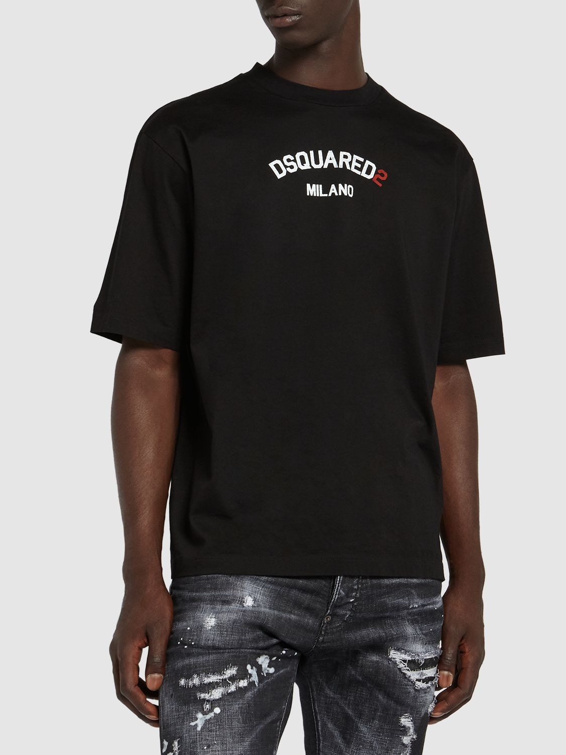 Shop Dsquared2 Milano Printed Cotton T-shirt In Schwarz