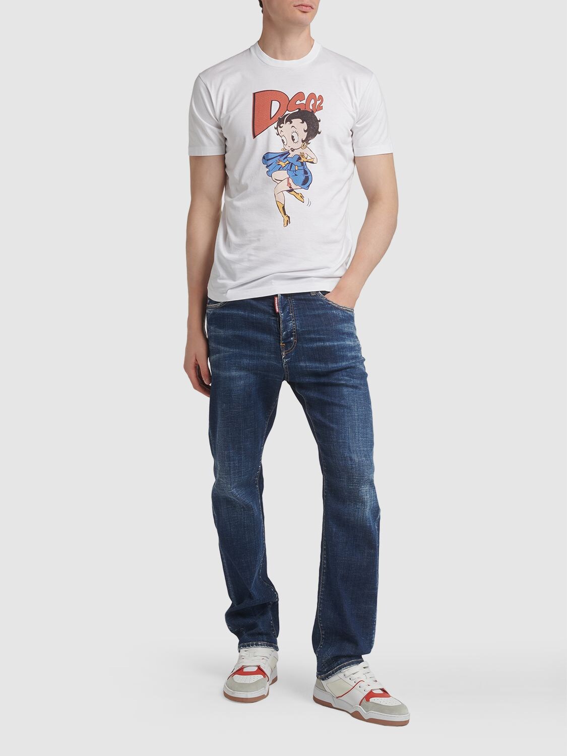 Shop Dsquared2 Betty Boop Printed Cotton T-shirt In Weiss