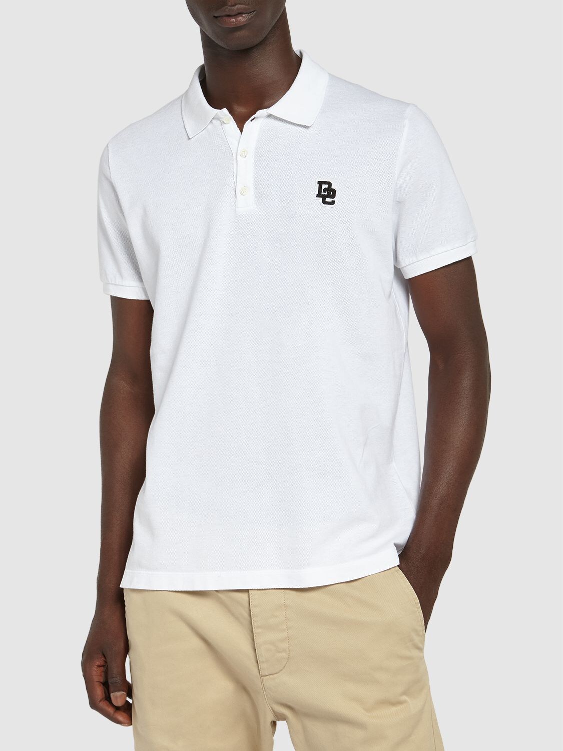 Shop Dsquared2 Tennis Fit D2 Logo Cotton Polo In Weiss