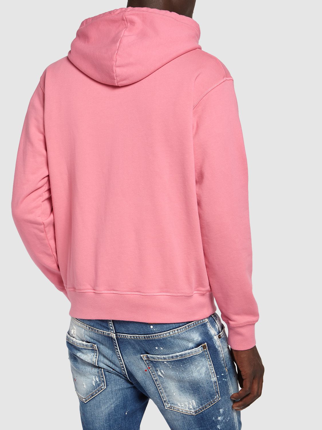 Shop Dsquared2 Logo Cool Fit Cotton Hoodie In Rosa