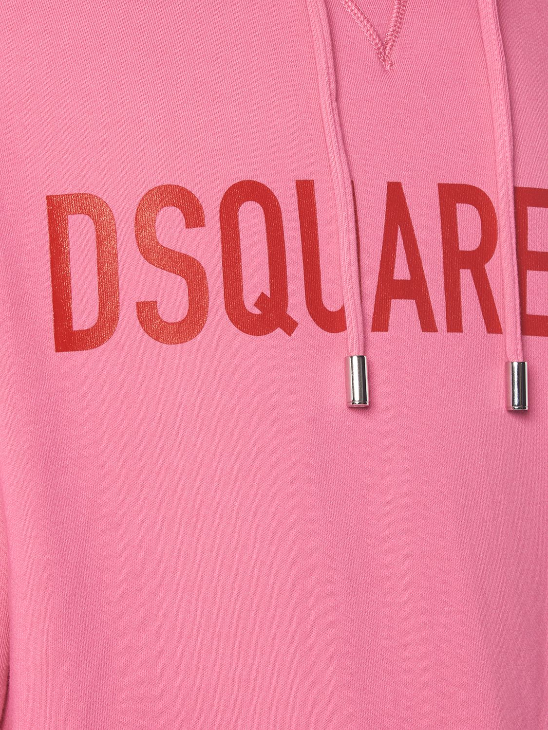 Shop Dsquared2 Logo Cool Fit Cotton Hoodie In Rosa