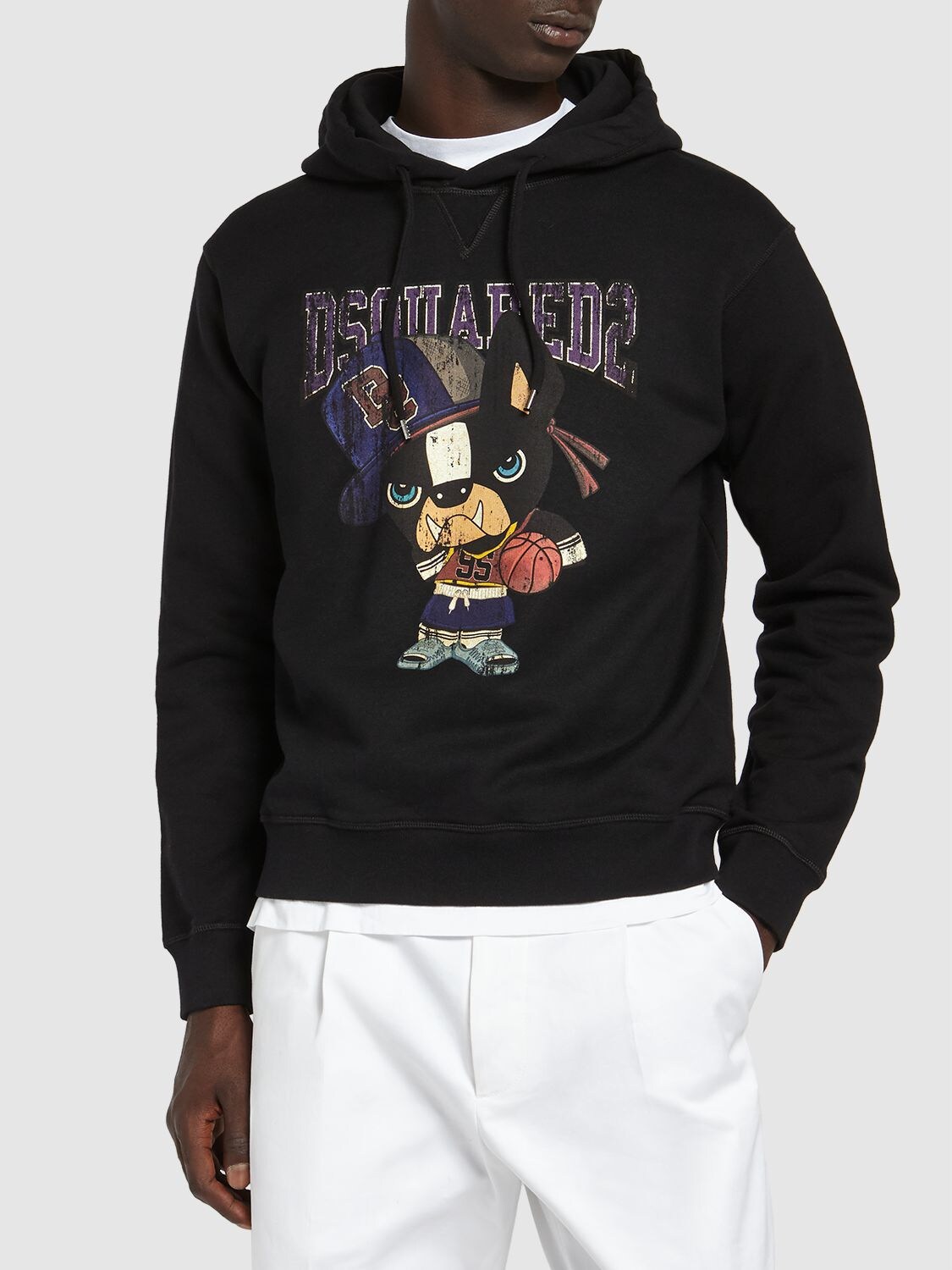 Shop Dsquared2 Ciro Logo Printed Cotton Hoodie In Schwarz