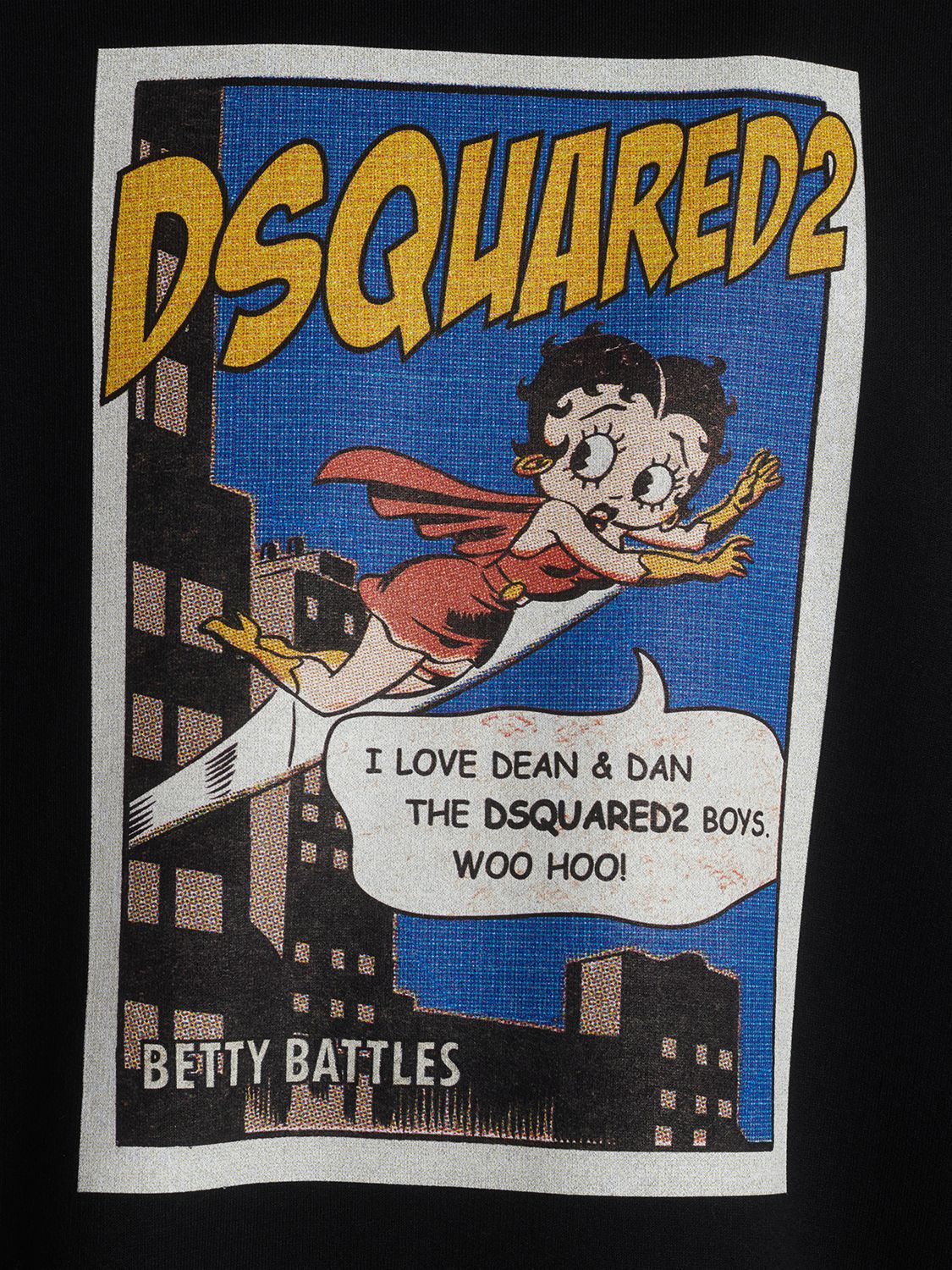 Shop Dsquared2 Betty Boop Printed Cotton Hoodie In Schwarz
