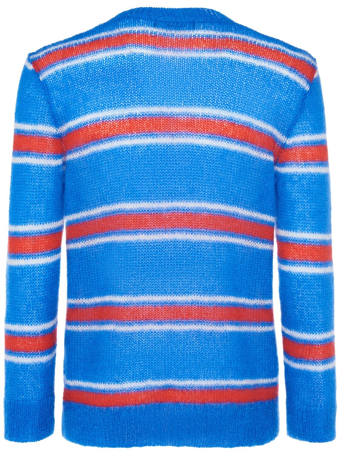 Shop Dsquared2 Striped Mohair Blend Crewneck Sweater In Blau,rot