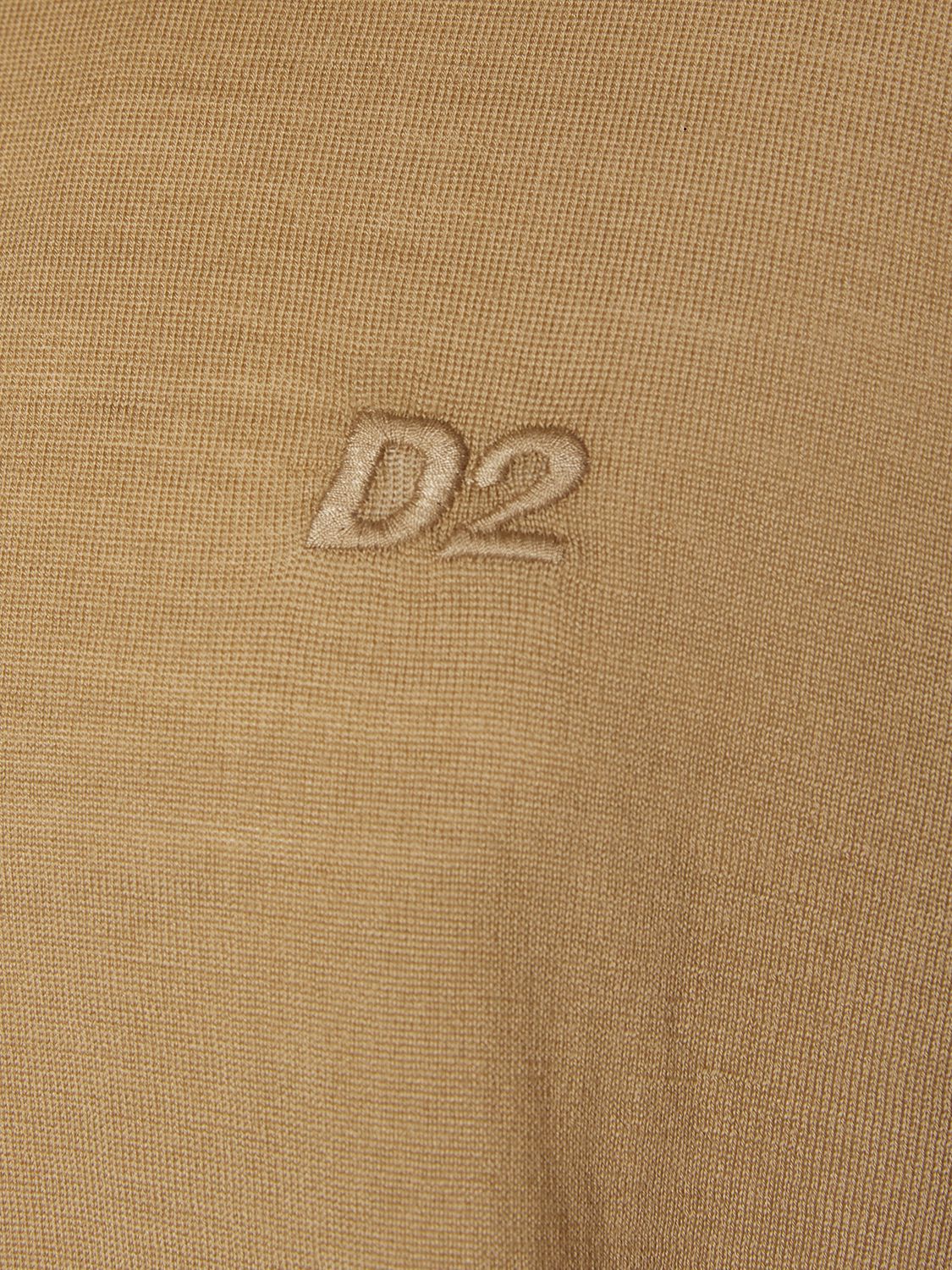 Shop Dsquared2 Monogram Wool Crewneck Sweater In Beige