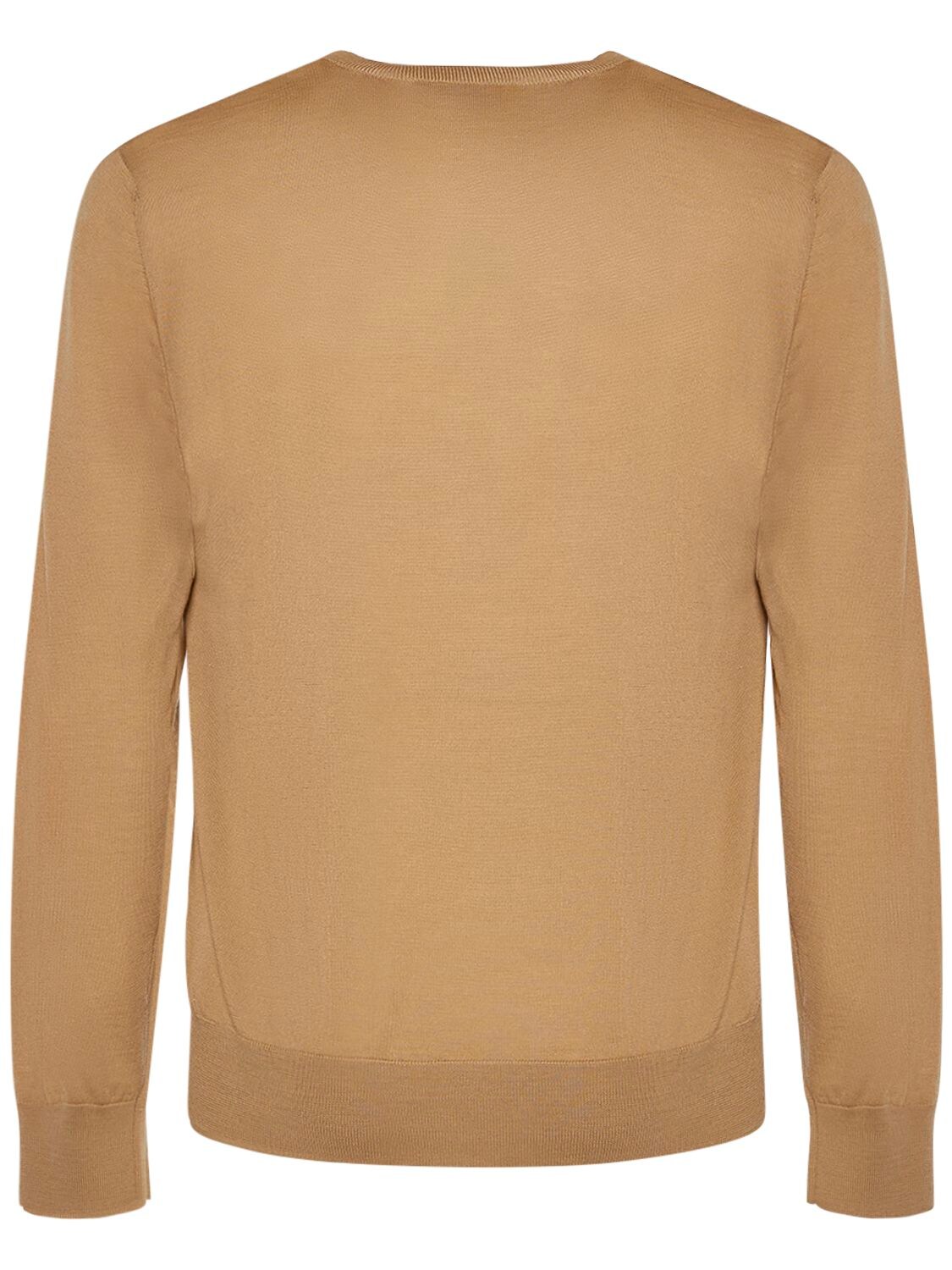 Shop Dsquared2 Monogram Wool Crewneck Sweater In Beige