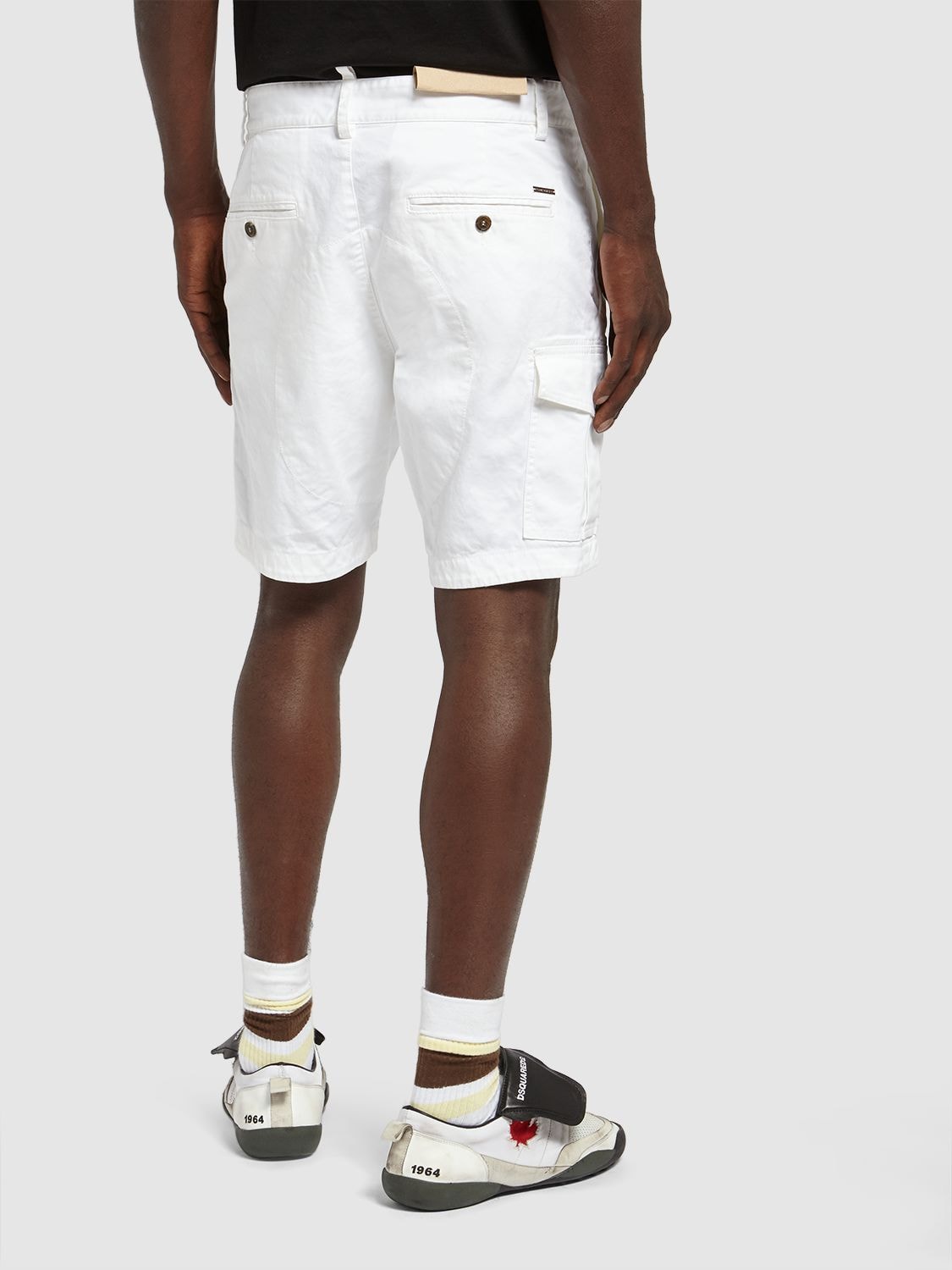 Shop Dsquared2 Sexy Cargo Stretch Cotton Shorts In White