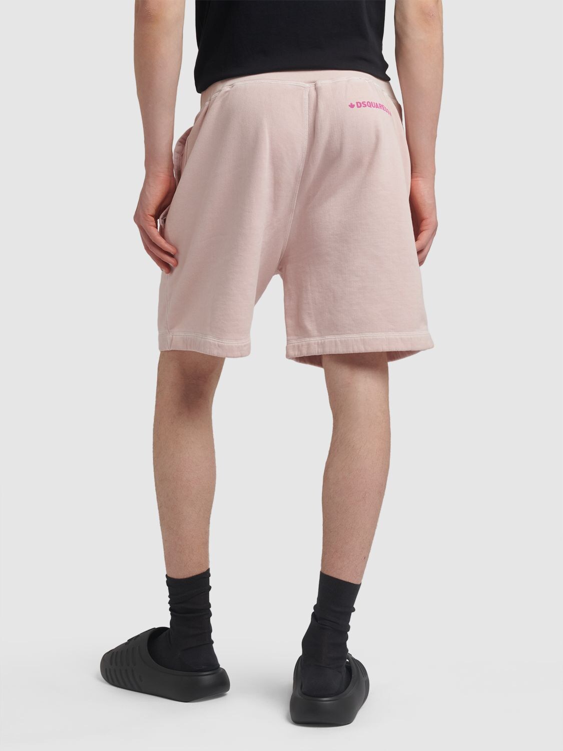 Shop Dsquared2 Relaxed Cotton Sweat Shorts In Babyrosa