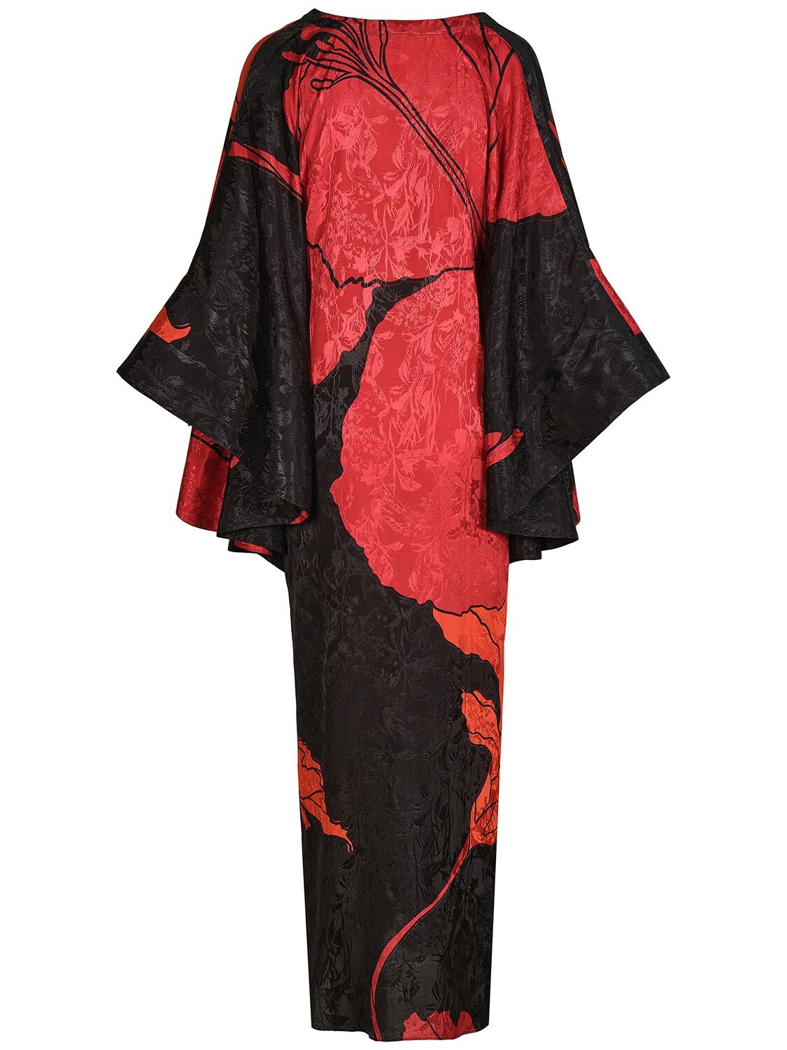 Shop Johanna Ortiz River Classing Print Jacquard Midi Dress In Black,red