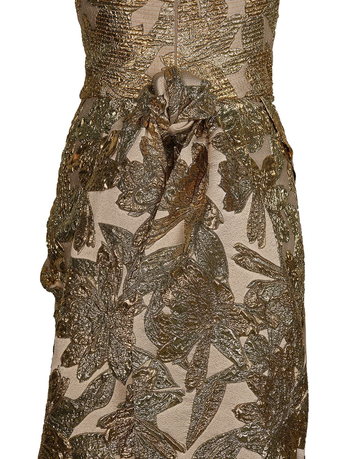 Shop Johanna Ortiz Pradera Encantada Jacquard Mini Dress In Gold,multi