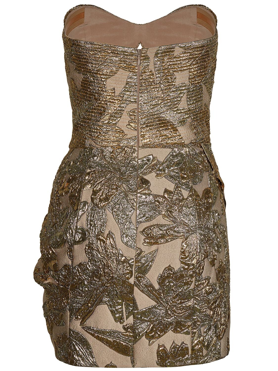 Shop Johanna Ortiz Pradera Encantada Jacquard Mini Dress In Gold,multi