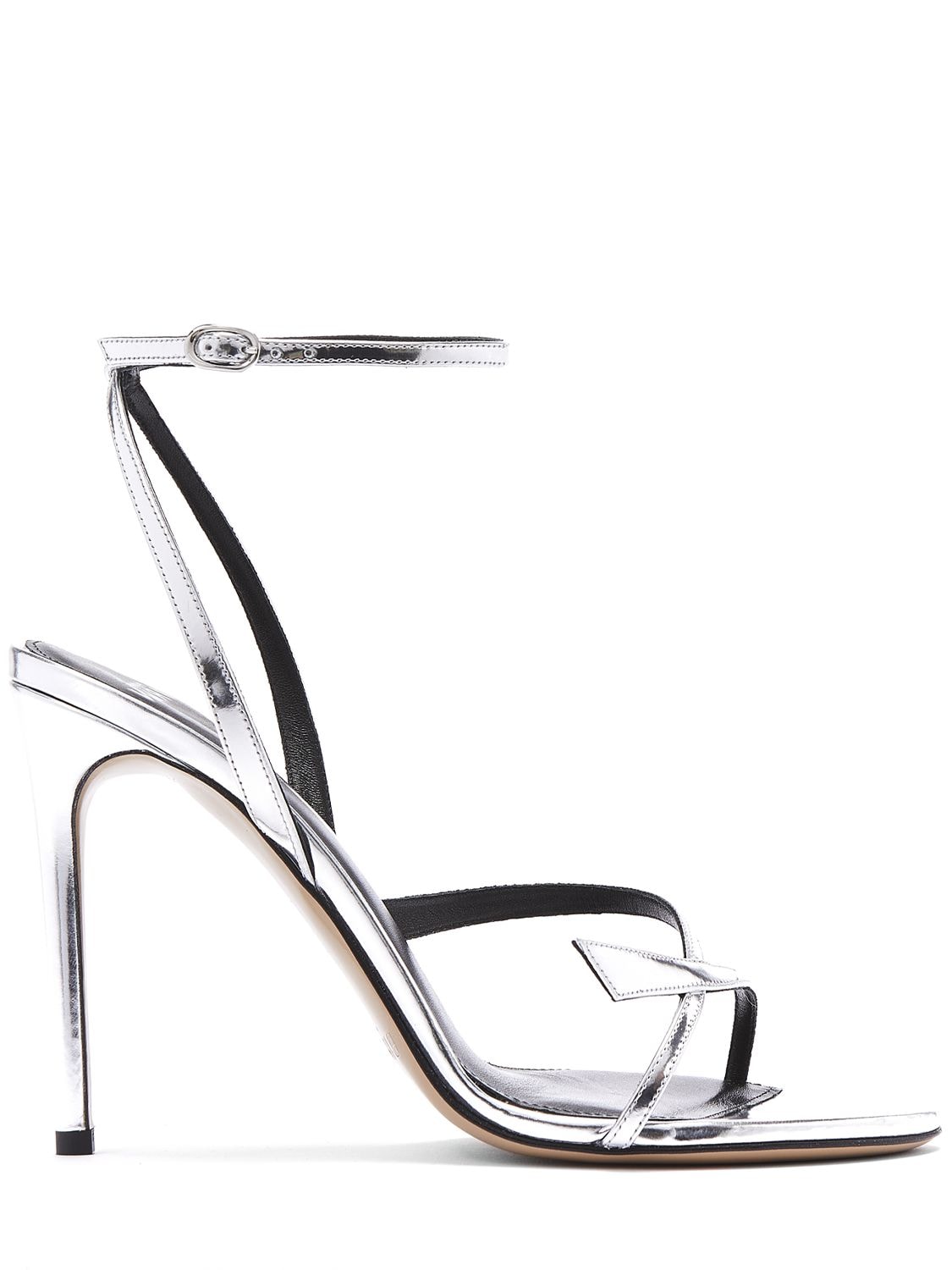 Shop Alexandre Birman 100mm Tita Mirror Leather Sandals In Silver