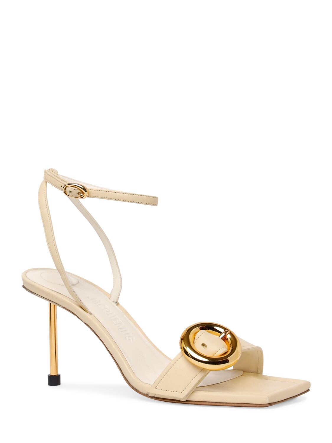 Shop Jacquemus 80mm Regalo Leather Sandals In Ivory