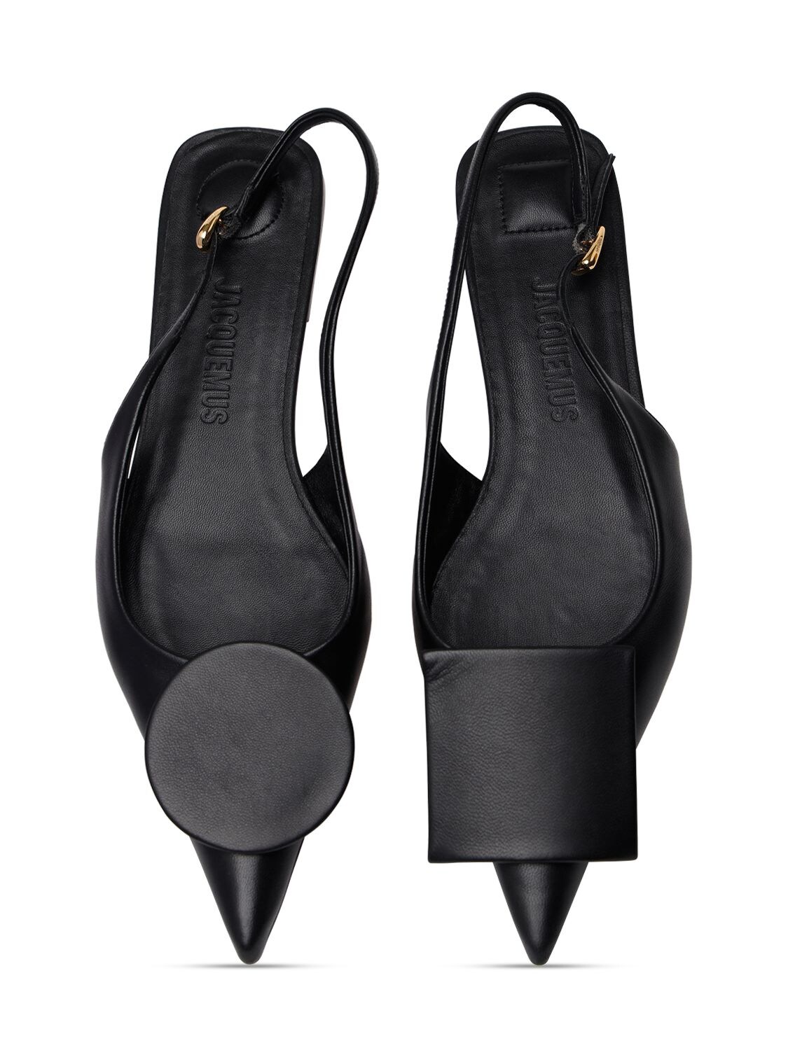 Shop Jacquemus 10mm Duelo P Leather Slingback Flats In Black