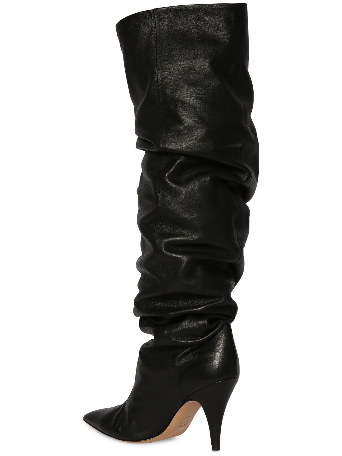 Shop Khaite 90mm River Knee High Leather Boots In Black