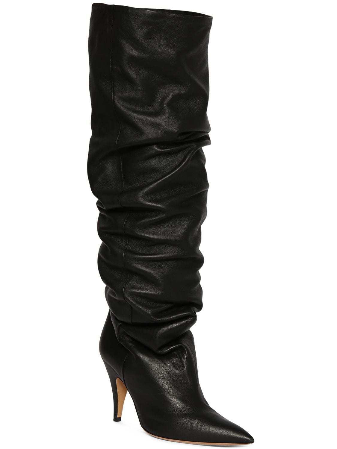 Shop Khaite 90mm River Knee High Leather Boots In Black