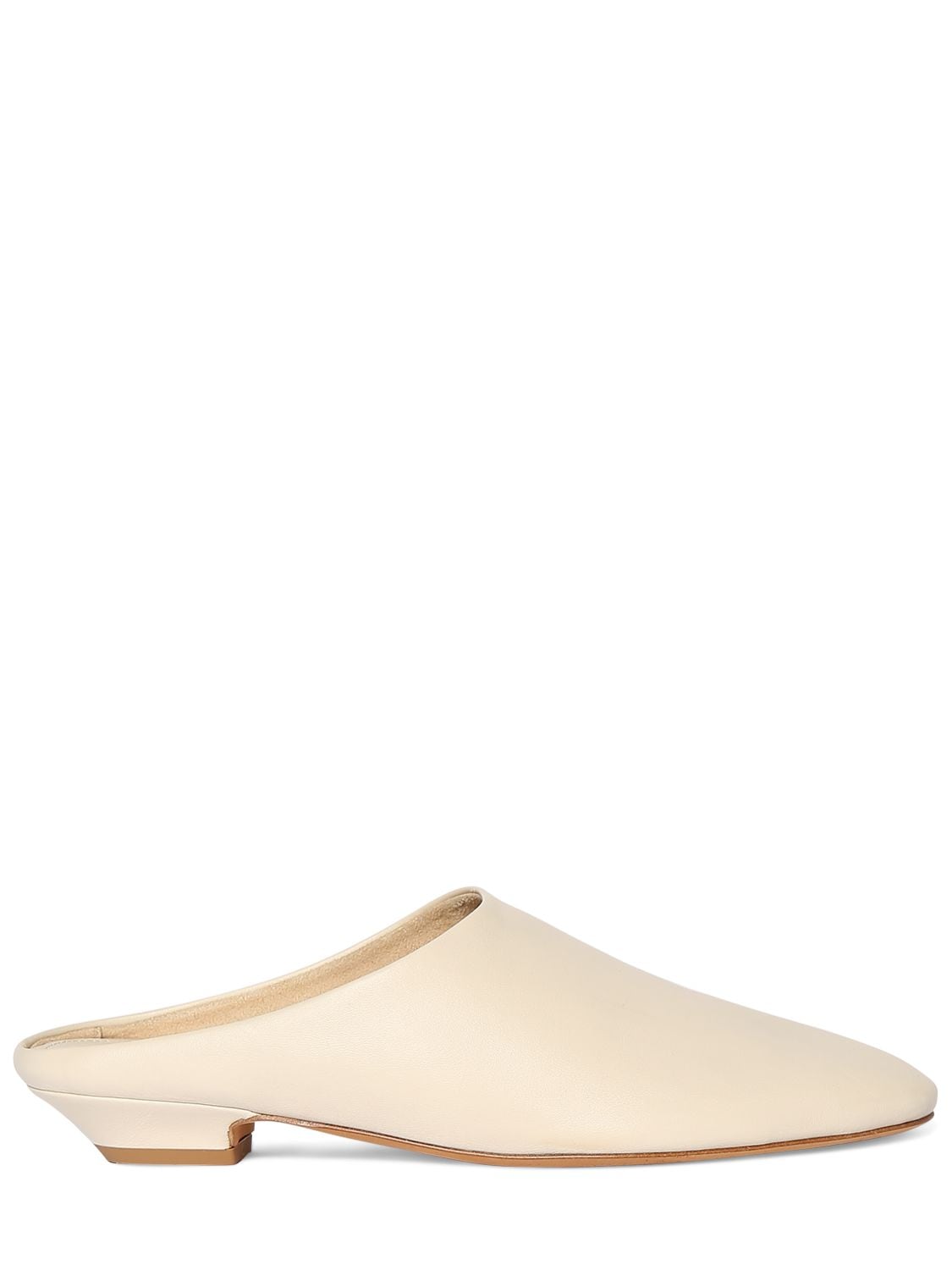 Shop Khaite 15mm Otto Leather Flat Mules In Off White
