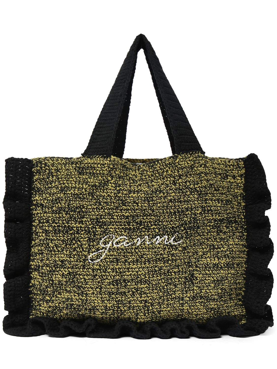 Image of Cotton Crochet Ruffled Tote Bag