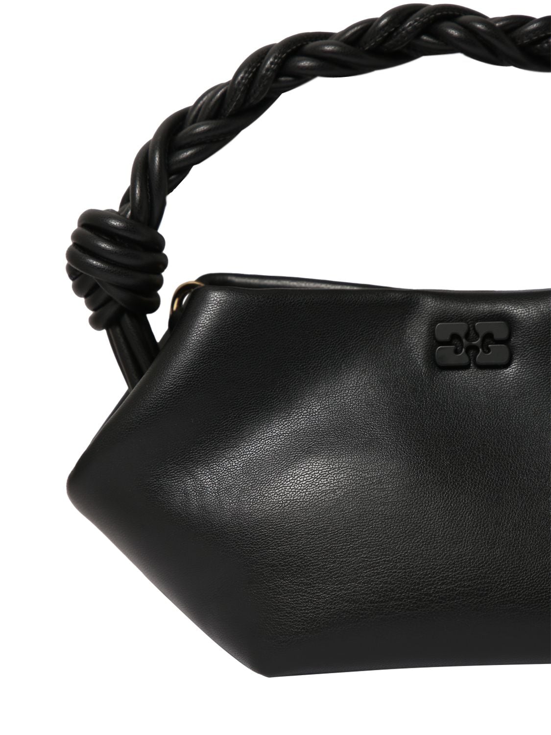 Shop Ganni Mini Bou Recycled Leather Top Handle Bag In Black
