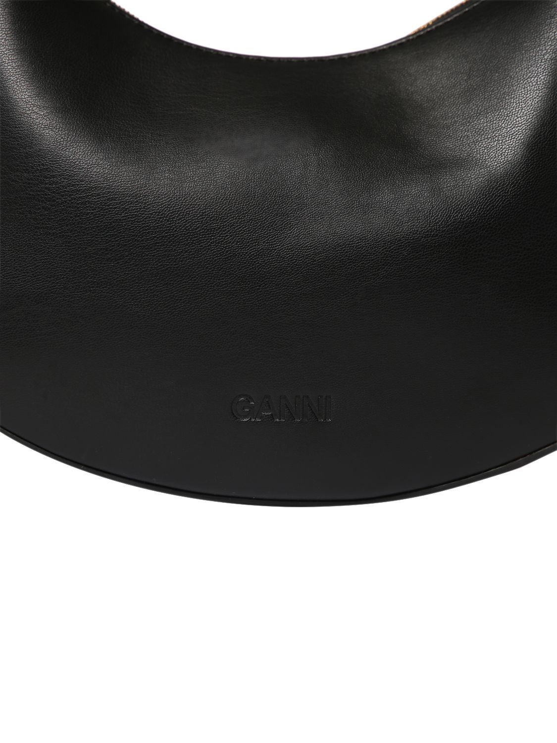 Shop Ganni Swing Recycled Leather Shoulder Bag In Black