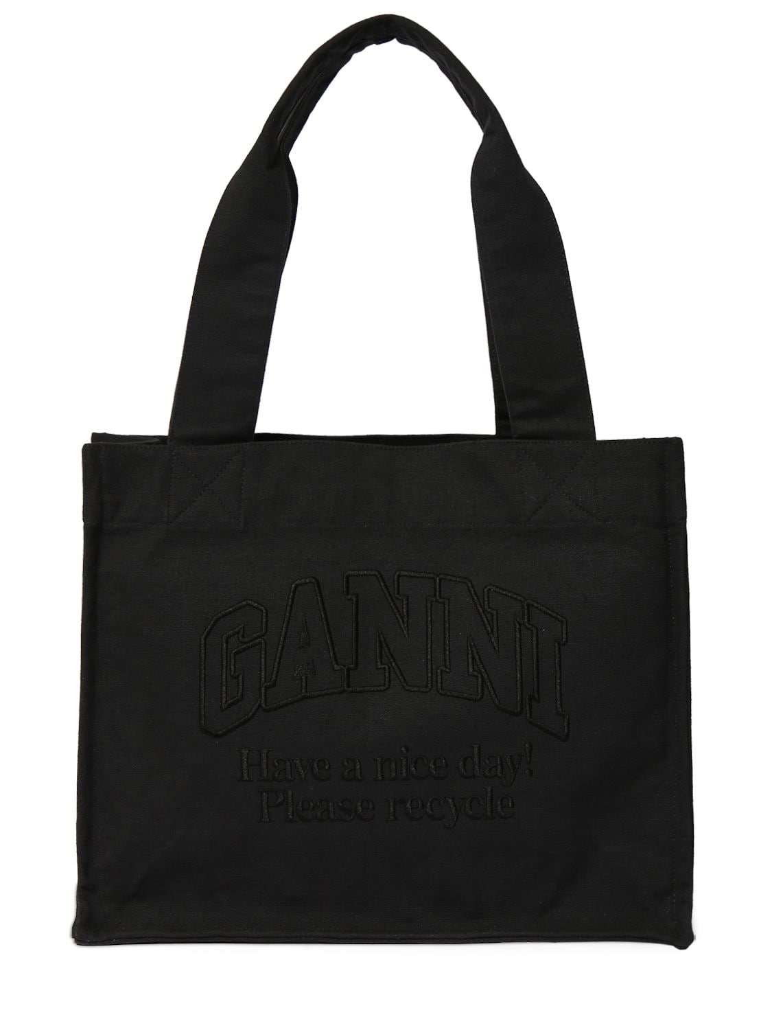 Ganni Large Easy Recycled Cotton Tote Bag In Phantom