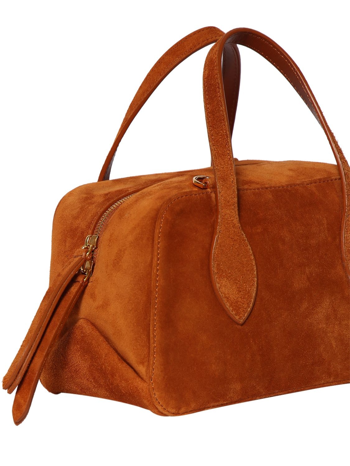 Shop Khaite Small Maeve Leather Crossbody Bag In Caramel