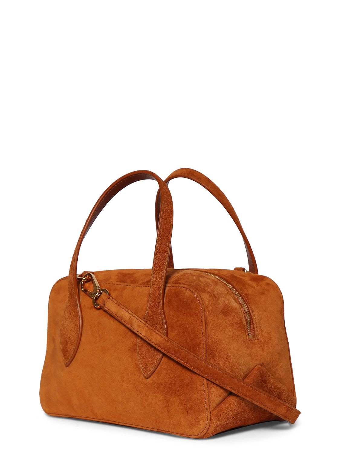 Shop Khaite Small Maeve Leather Crossbody Bag In Caramel