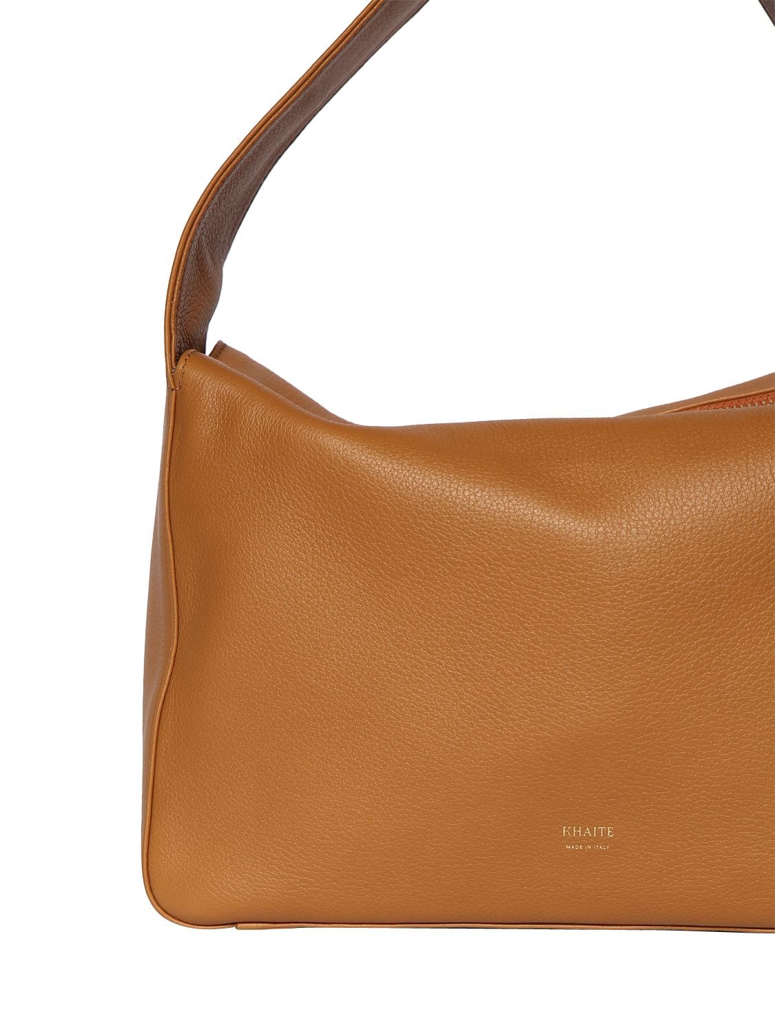Shop Khaite Elena Leather Shoulder Bag In Nougat