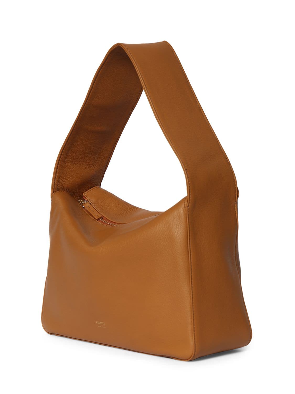 Shop Khaite Elena Leather Shoulder Bag In Nougat