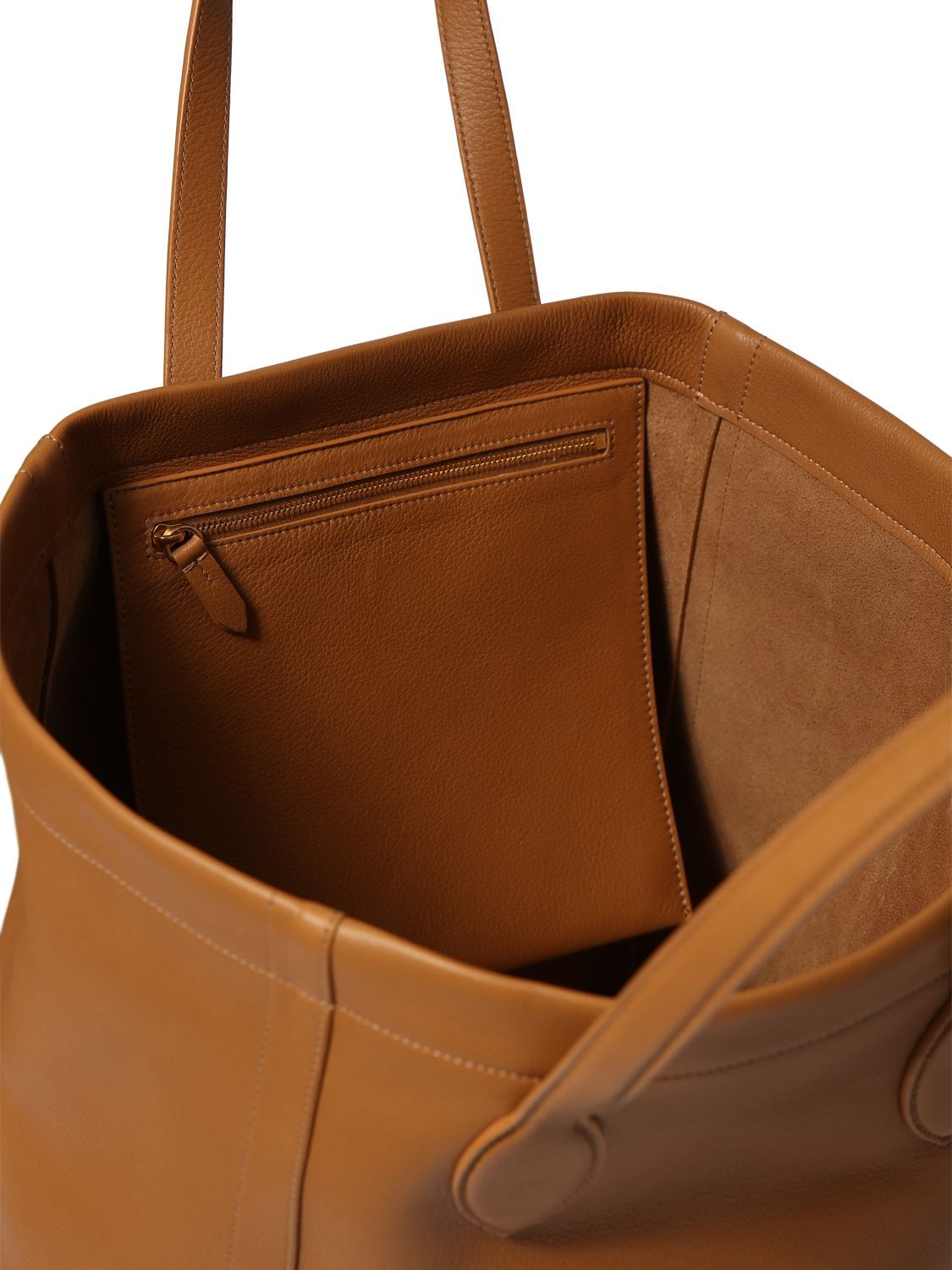 Shop Khaite Medium Frazen Leather Tote Bag In Nougat