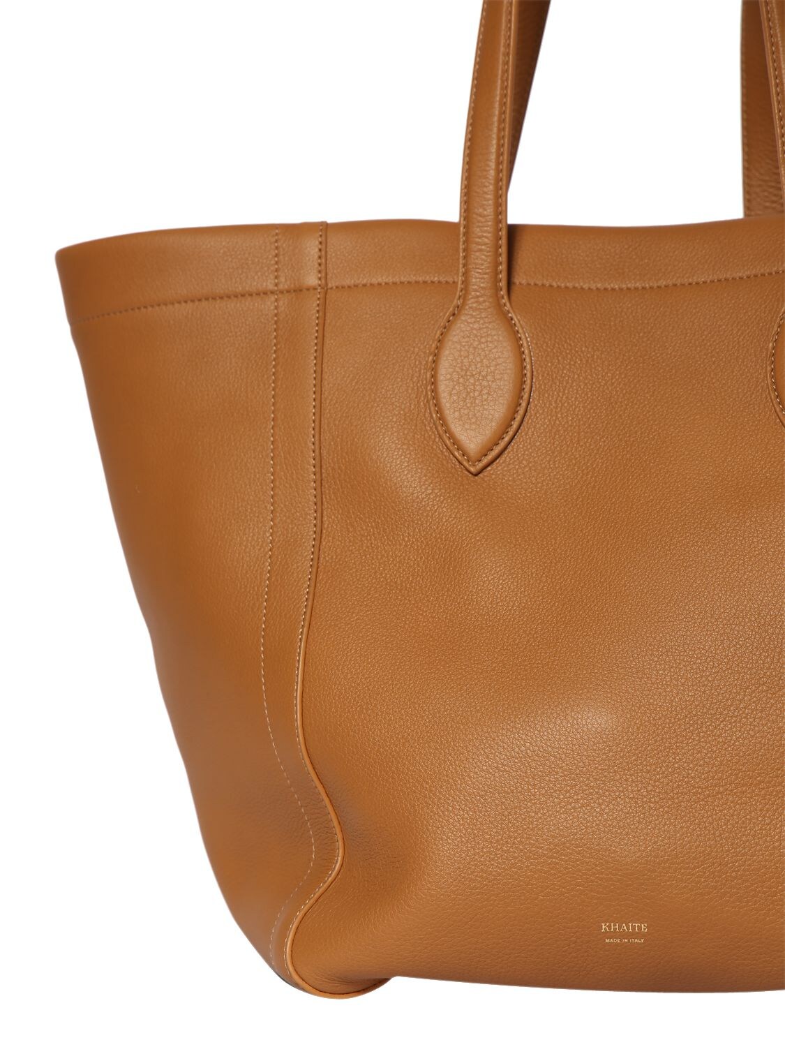 Shop Khaite Medium Frazen Leather Tote Bag In Nougat