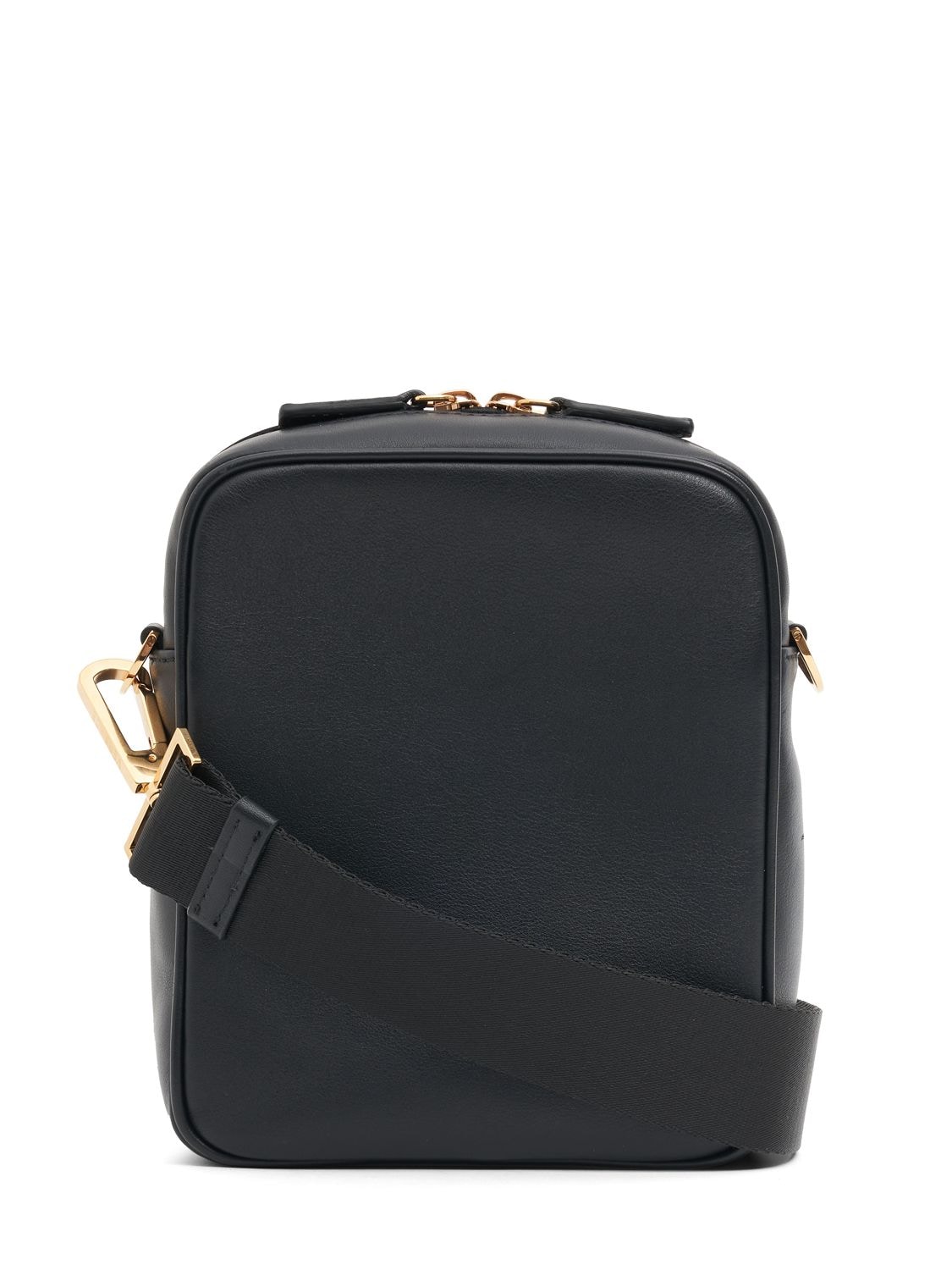 Shop Versace Medusa Leather Crossbody Bag In Black