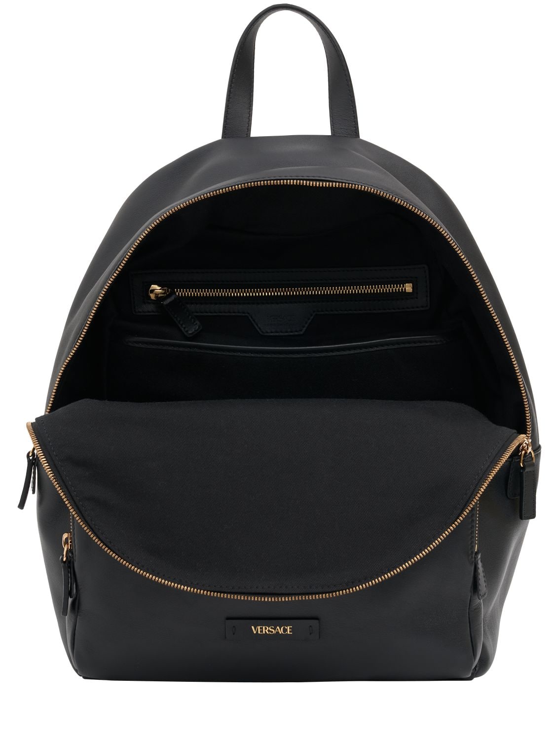 Shop Versace Medusa Leather Backpack In Black
