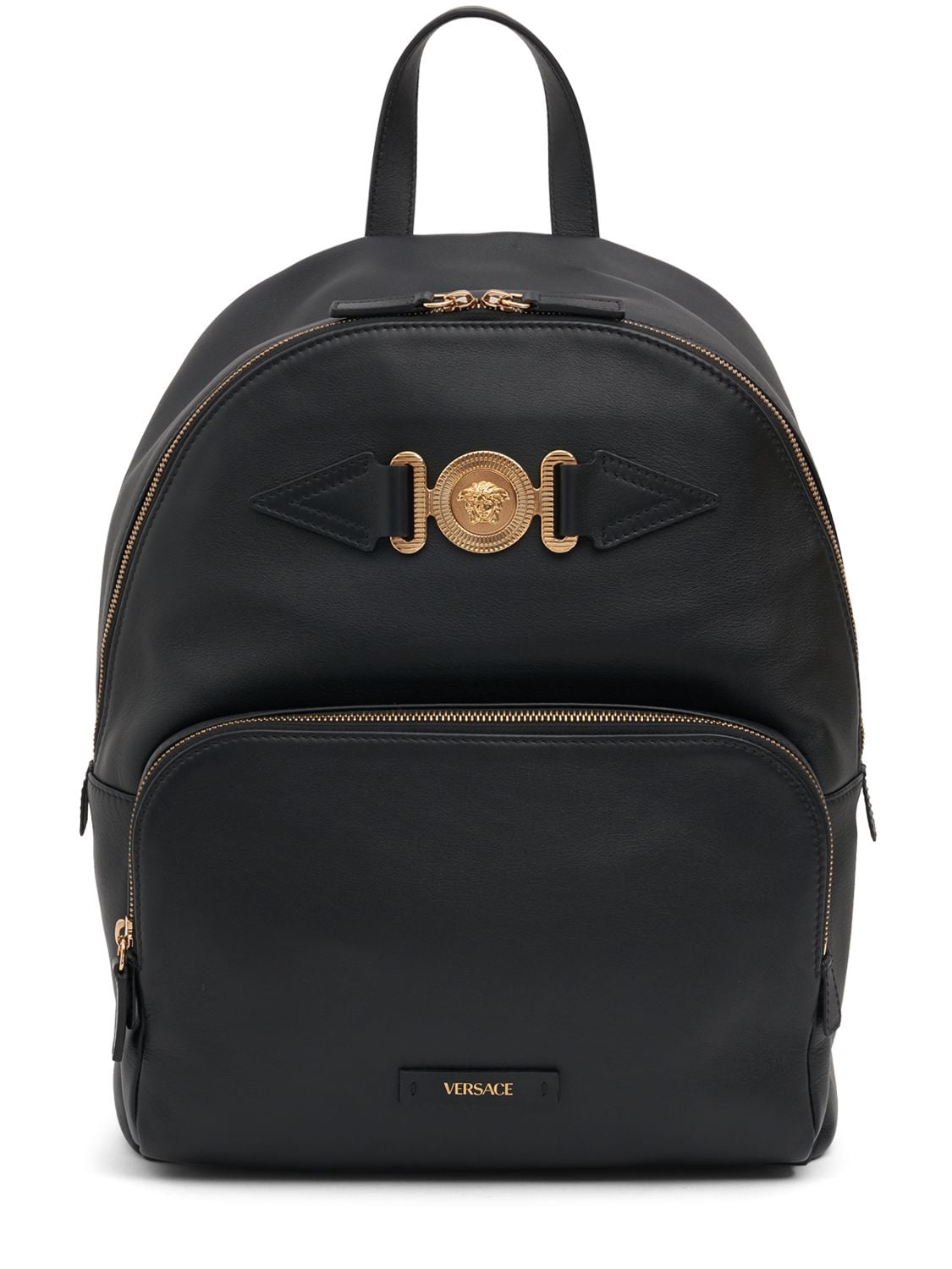 Versace Medusa Leather Backpack In Black
