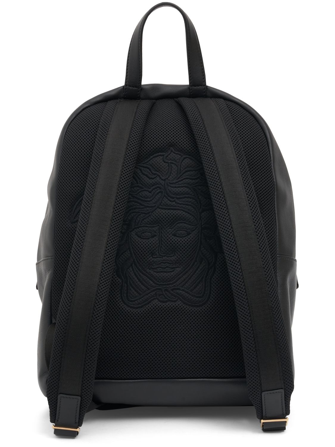Shop Versace Medusa Leather Backpack In Black
