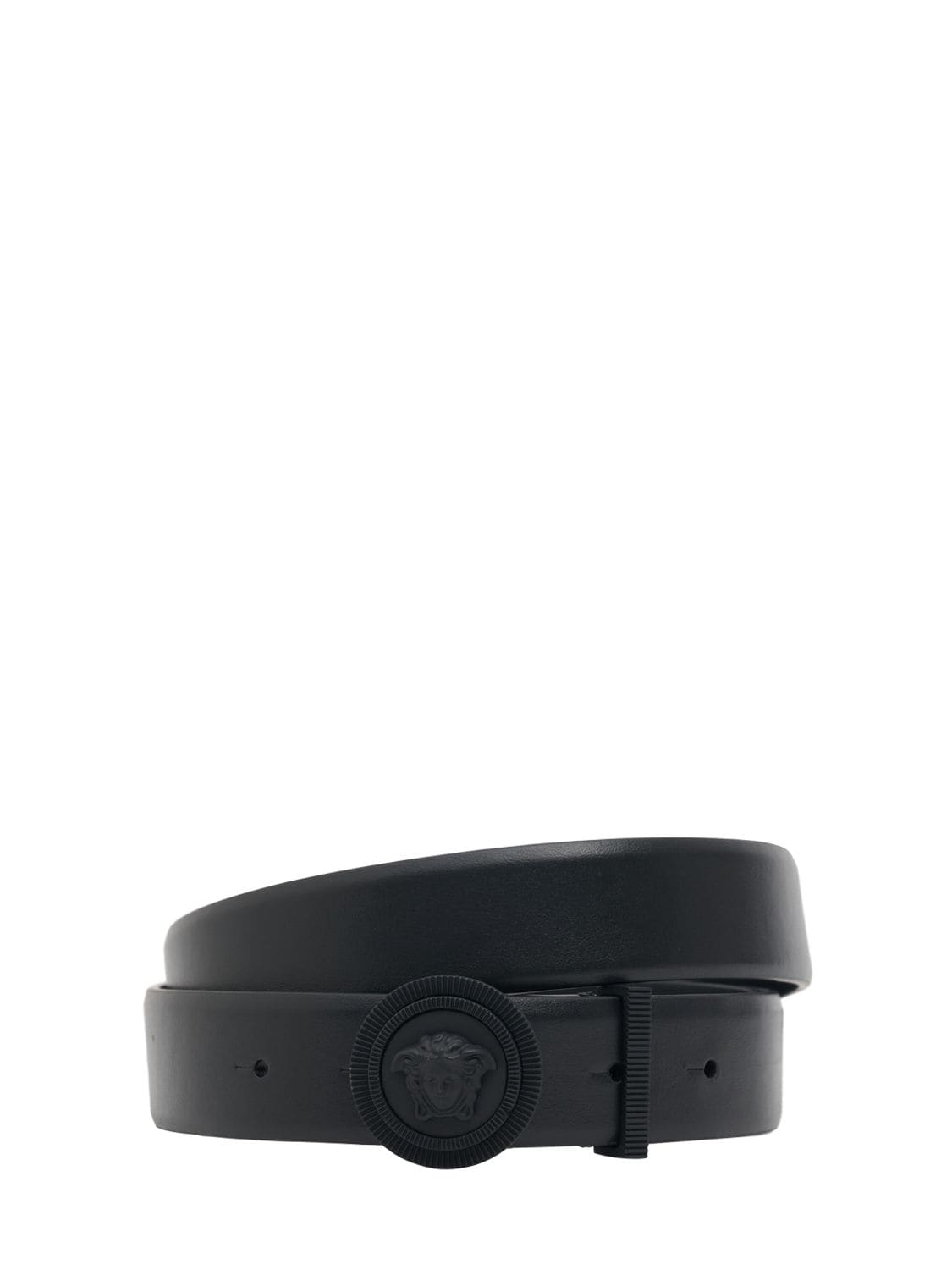 Versace 30毫米medusa皮革腰带 In Black
