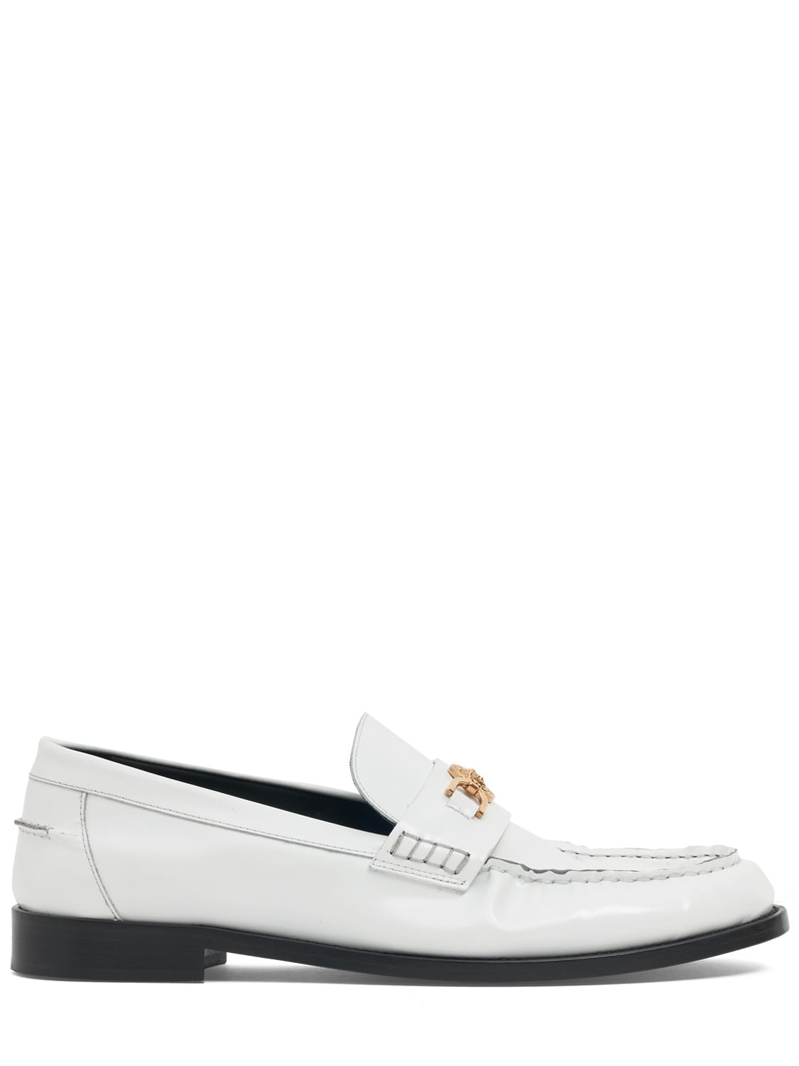 Versace Medusa Leather Loafers In White