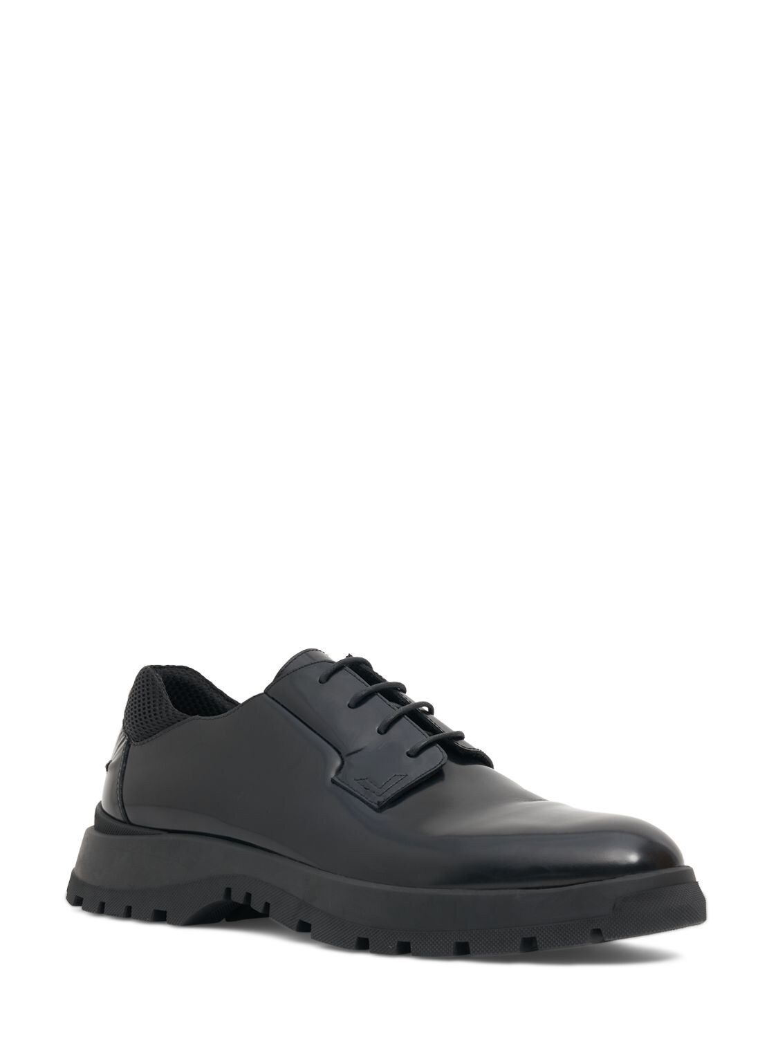 Shop Versace Leather Lace-up Shoes In Black