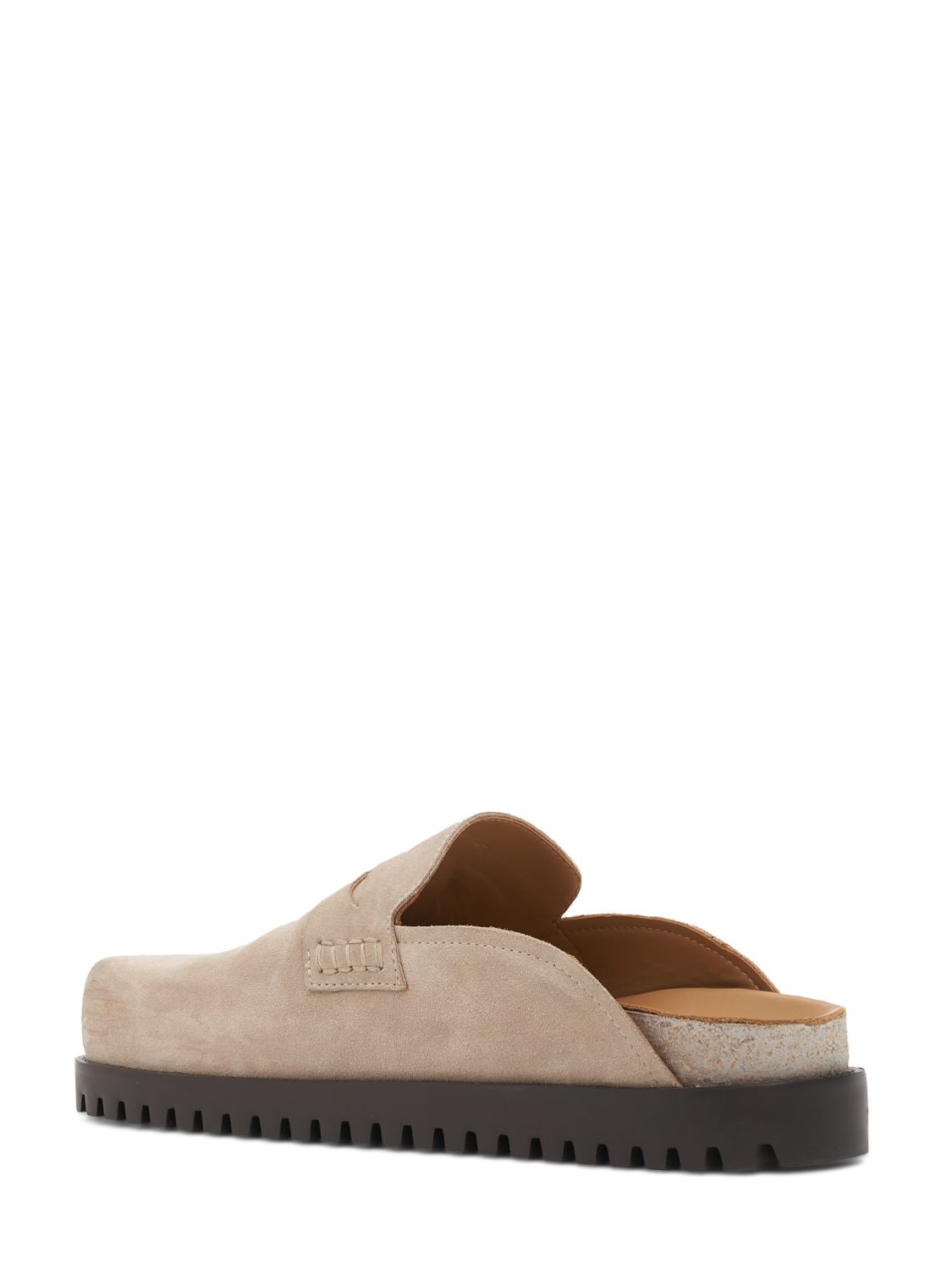 Shop Versace Suede Mules In Sand