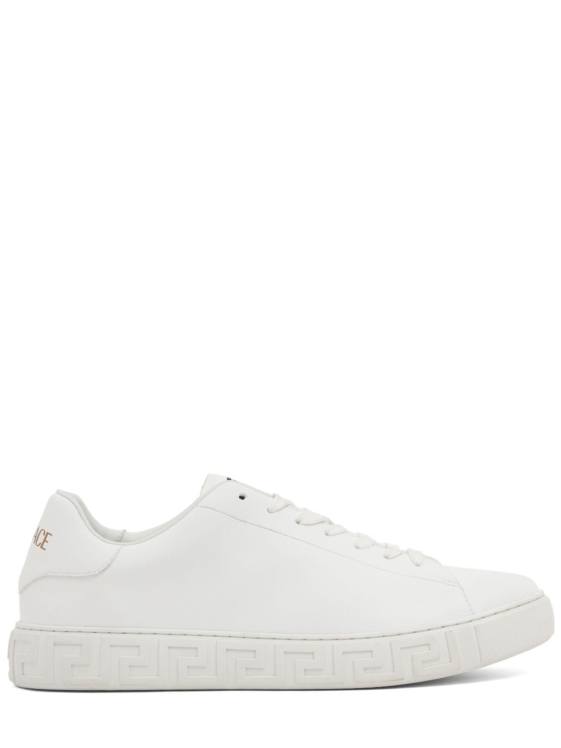 Versace Men's Greca Leather Low-top Sneakers In White