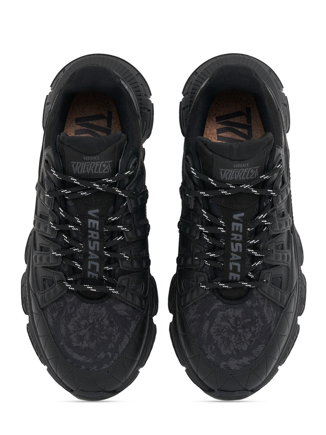 Shop Versace Leather Sneakers In Black