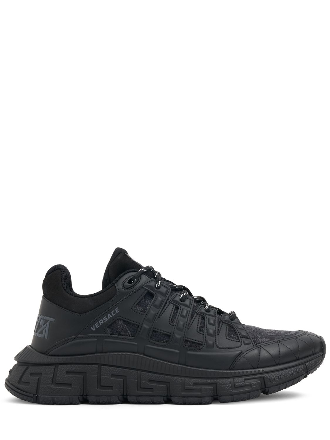 Versace Leather Sneakers In Black