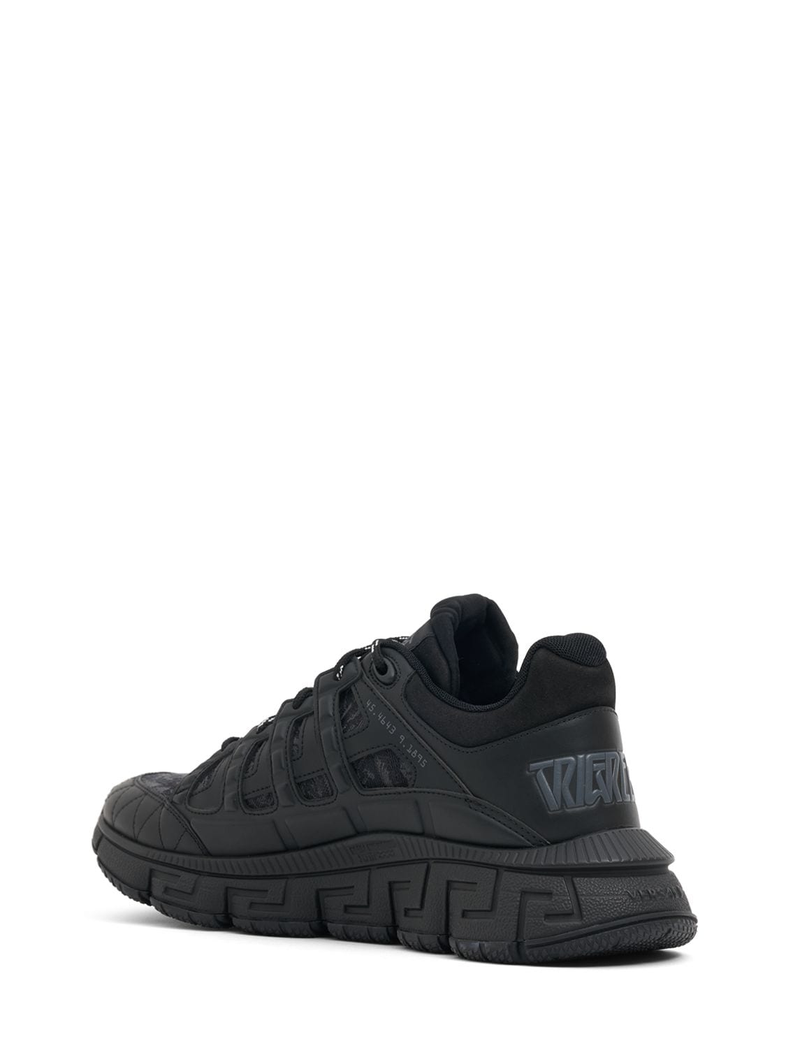 Shop Versace Leather Sneakers In Black