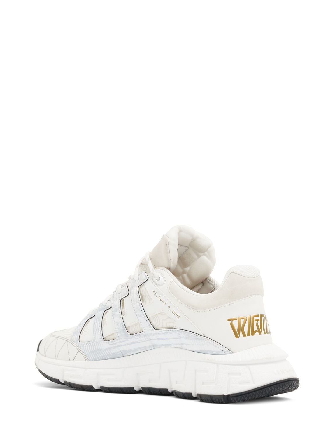 Shop Versace Leather Sneakers In White,gold